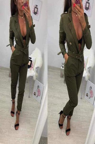 Green overalls with buttons