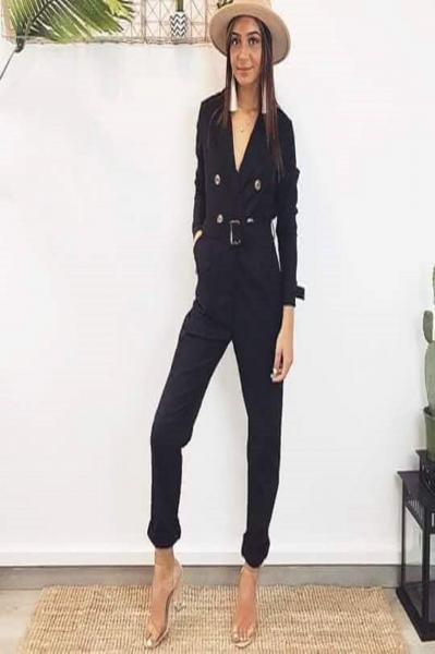 Black overalls with buttons