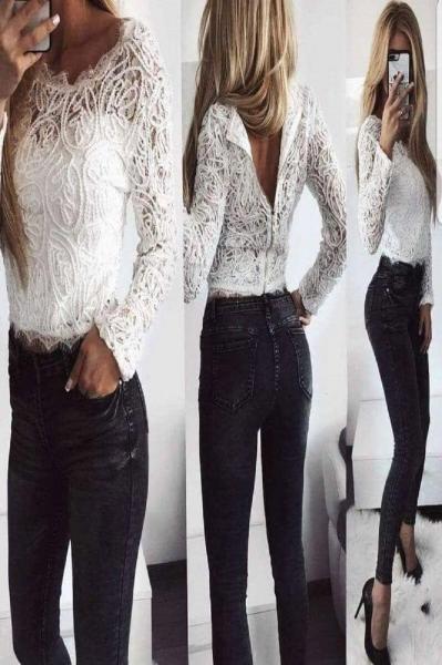 Lace blouse in white